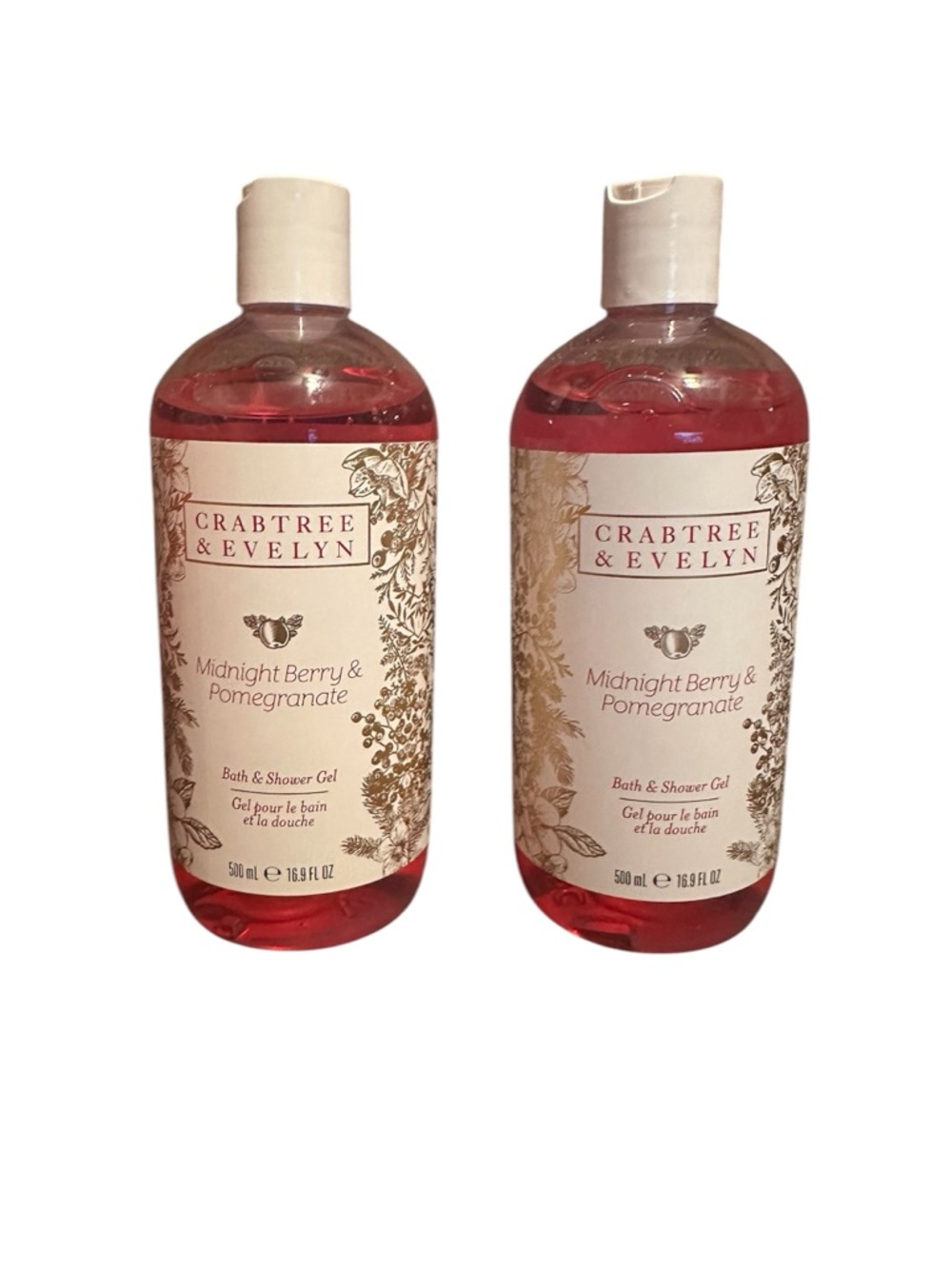 Crabtree & Evelyn Bath & Shower Gel Midnight Berry & Pomegranate 16.9 fl oz, X2